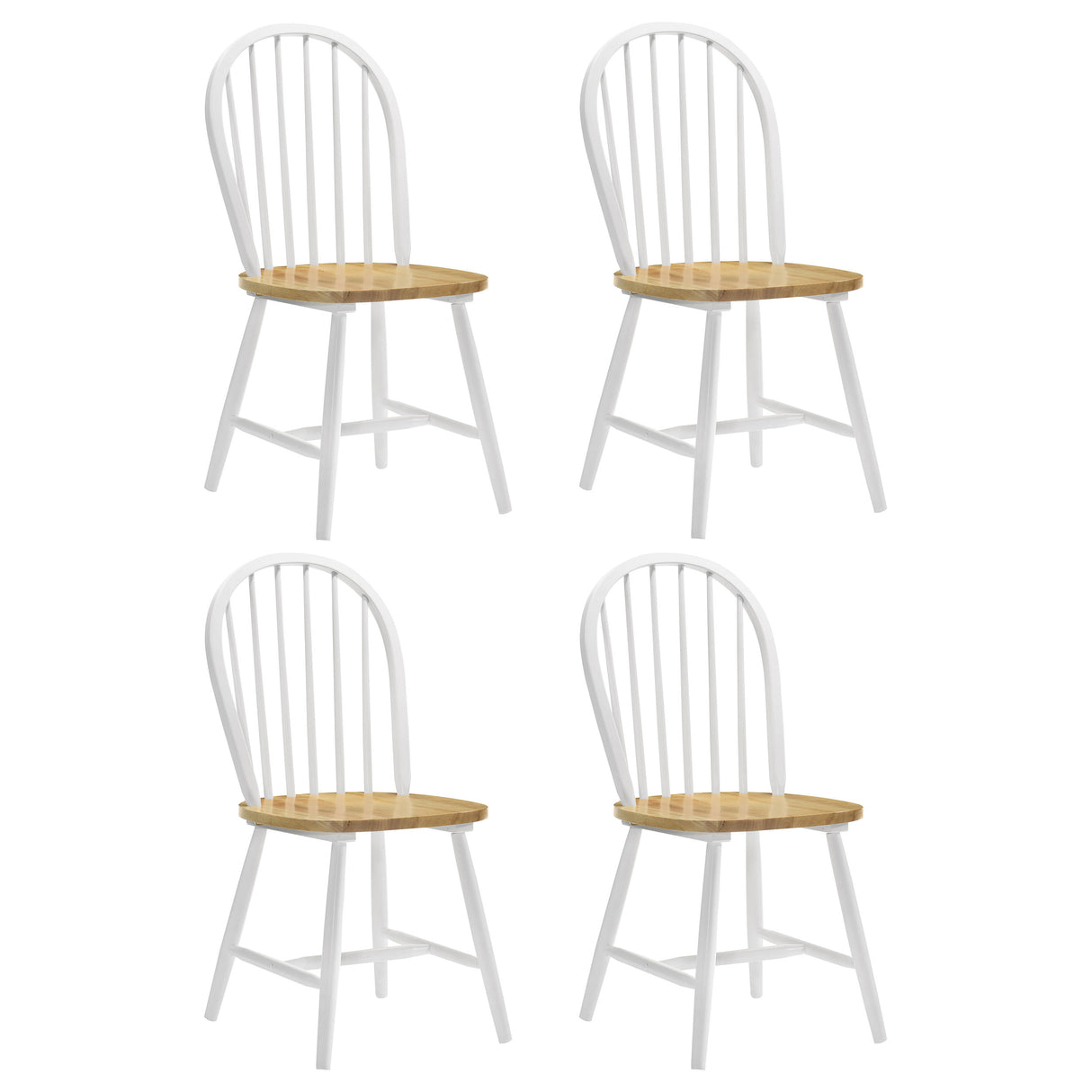 Cinder Windsor Side Chairs Natural Brown And White (Set Of 4)