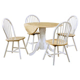 Allison White 5-Piece Round Drop Leaf Dining Table Set