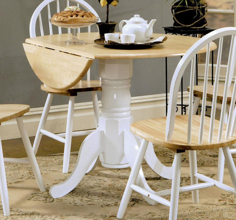 Allison White Round 40-Inch Drop Leaf Extension Dining Table