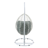 Simona Green Fabric & White Wicker Patio Swing Chair