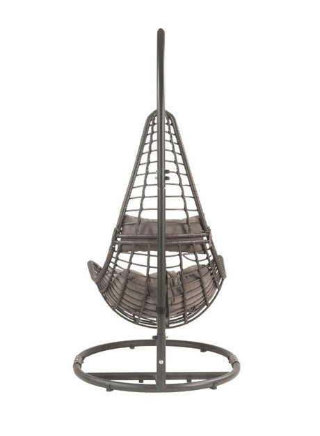 Uzae Gray Fabric & Charcoal Wicker Patio Swing Chair