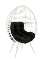 Galzed Black Fabric & White Wicker Patio Lounge Chair