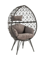 Aeven Light Gray Fabric & Black Wicker Patio Lounge Chair
