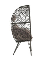 Aeven Light Gray Fabric & Black Wicker Patio Lounge Chair