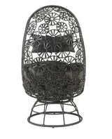 Hikre Clear Glass, Charcoal Fabric & Black Wicker Patio Lounge Chair