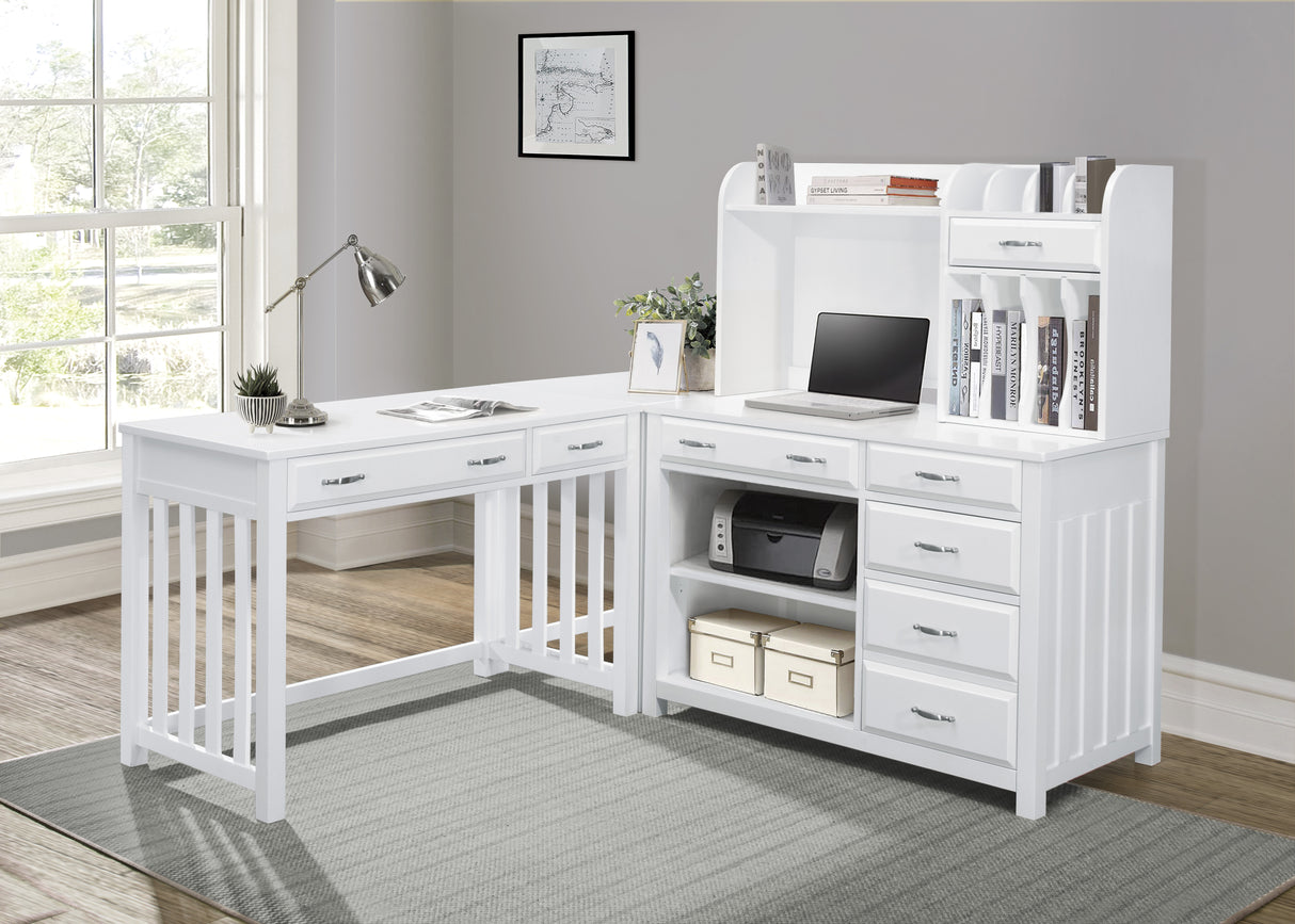 Blanche White 3Pc Corner Desk (Desk+Corner+Credenza)