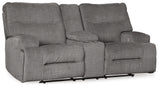 Coombs Charcoal Power Reclining Loveseat With Console