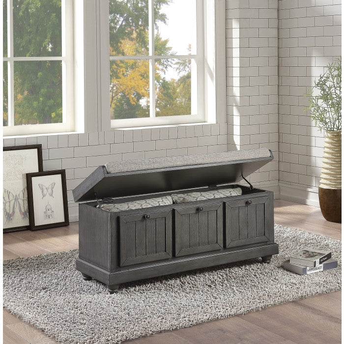 Woodwell Dark Gray Lift Top Storage Bench