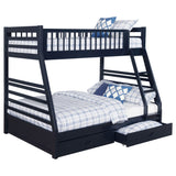 Ashton Navy Blue 2-Drawer Wood Twin Over Full Bunk Bed
