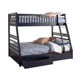 Ashton Navy Blue 2-Drawer Wood Twin Over Full Bunk Bed