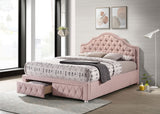 Ashleigh Pink 44-Inch Upholstered Full Storage Platform Bed