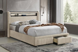 Madison Cream Upholstered Led Full Storage Platform Bed
