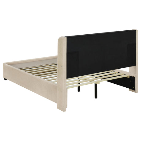 Madison Cream Upholstered Led Full Storage Platform Bed