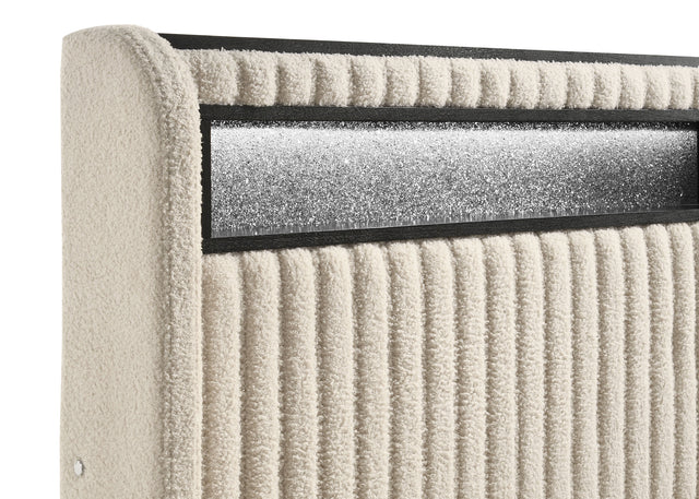 Madison Cream Upholstered Led Full Storage Platform Bed