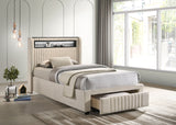 Madison Cream Upholstered Led Twin Storage Platform Bed
