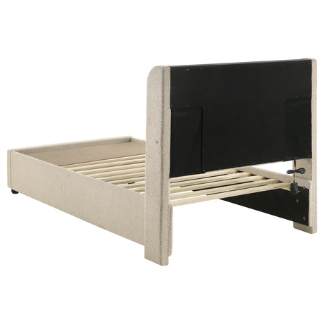 Madison Cream Upholstered Led Twin Storage Platform Bed