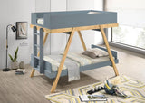 Frankie Van Courtland Blue Wood Twin Over Bunk Bed And Natural