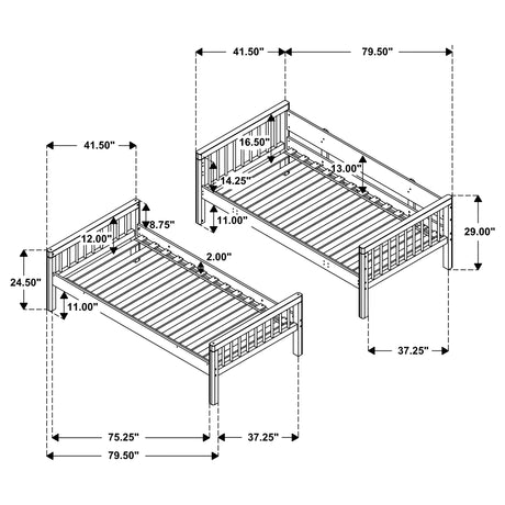 Dakota Wood Twin Over Twin Bunk Bed Natural