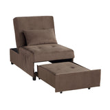 Garrell Brown Velvet Lift Top Storage Bench with Pull-out Bed