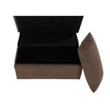 Garrell Brown Velvet Lift Top Storage Bench with Pull-out Bed