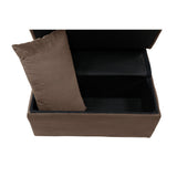 Garrell Brown Velvet Lift Top Storage Bench with Pull-out Bed