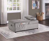 Garrell Brownish Gray Velvet Lift Top Storage Bench with Pull-out Bed