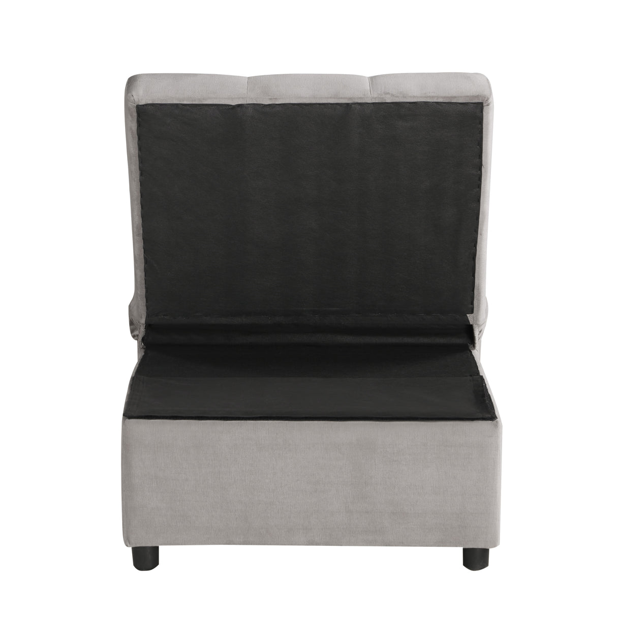 Garrell Brownish Gray Velvet Lift Top Storage Bench with Pull-out Bed