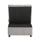 Garrell Brownish Gray Velvet Lift Top Storage Bench with Pull-out Bed
