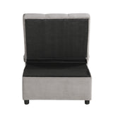 Garrell Brownish Gray Velvet Lift Top Storage Bench with Pull-out Bed