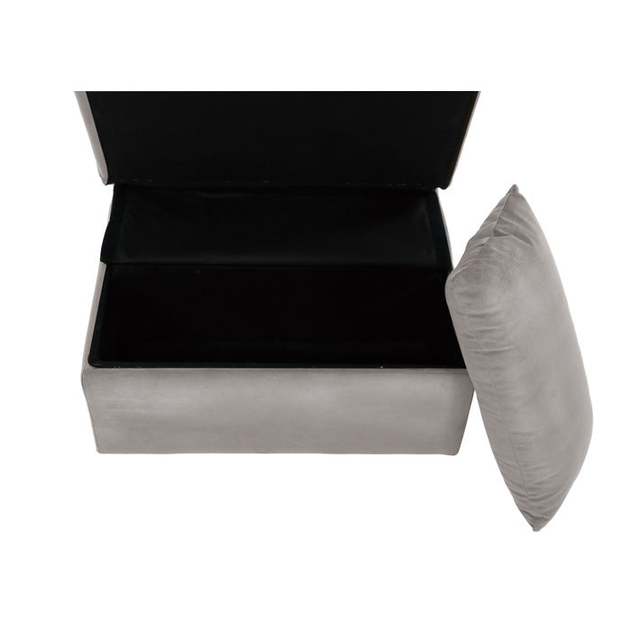 Garrell Brownish Gray Velvet Lift Top Storage Bench with Pull-out Bed