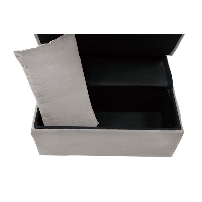 Garrell Brownish Gray Velvet Lift Top Storage Bench with Pull-out Bed
