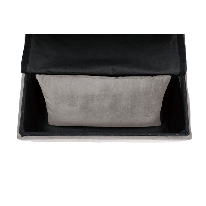 Garrell Brownish Gray Velvet Lift Top Storage Bench with Pull-out Bed