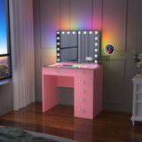 Mini Diana Vanity Desk with Hollywood Style RGB Music Mirror