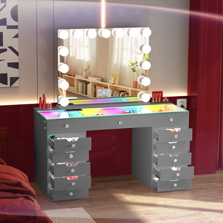 April Promotion l! Eva-RGB Vanity Desk Set with Lights & 15 Bulbs Light Mirror (Only sell in Texas(Dallas+Houston))
