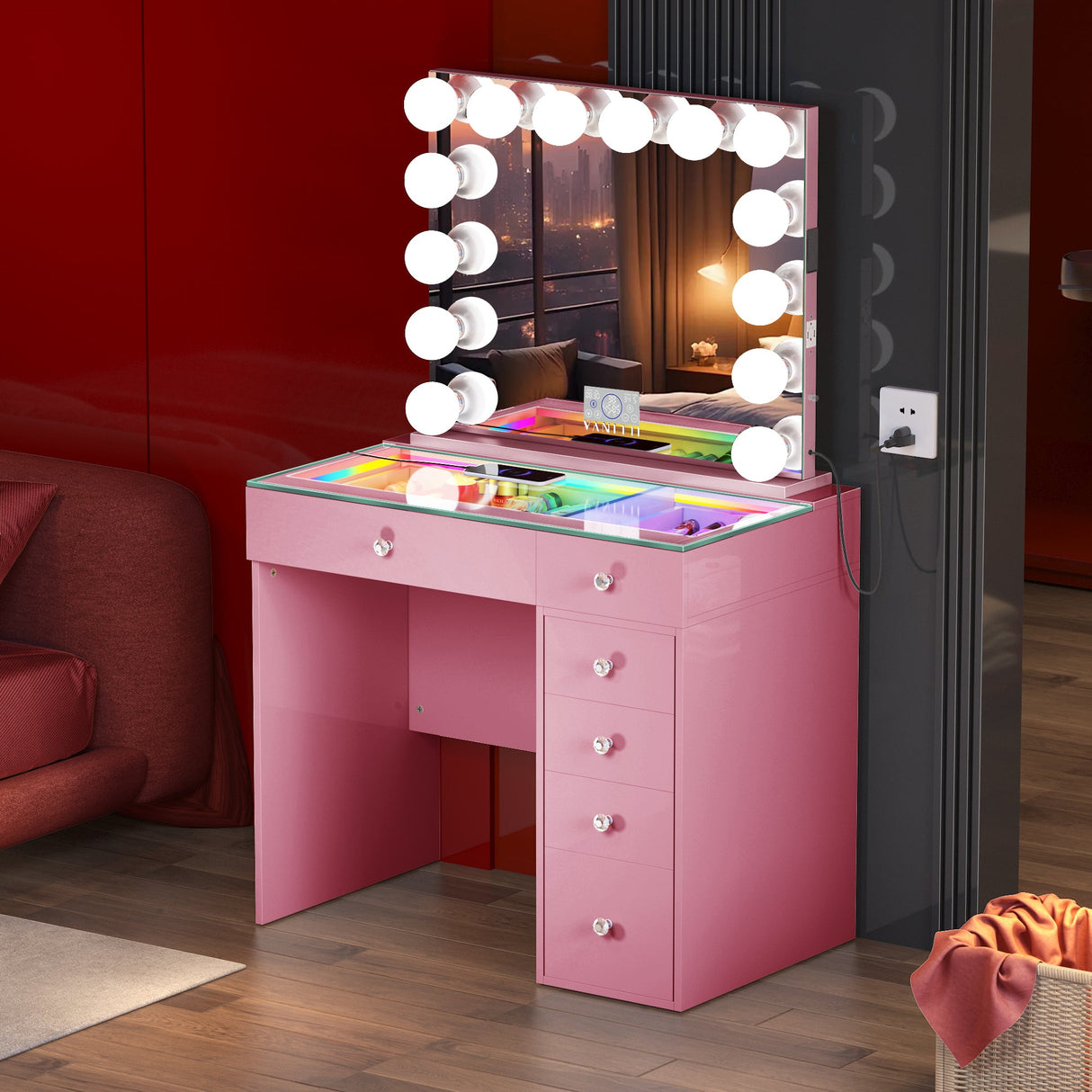 Mini Diana Vanity Set -6 Storage Drawers with Mirror