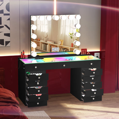 April Promotion l! Eva-RGB Vanity Desk Set with Lights & 15 Bulbs Light Mirror (Only sell in Texas(Dallas+Houston))