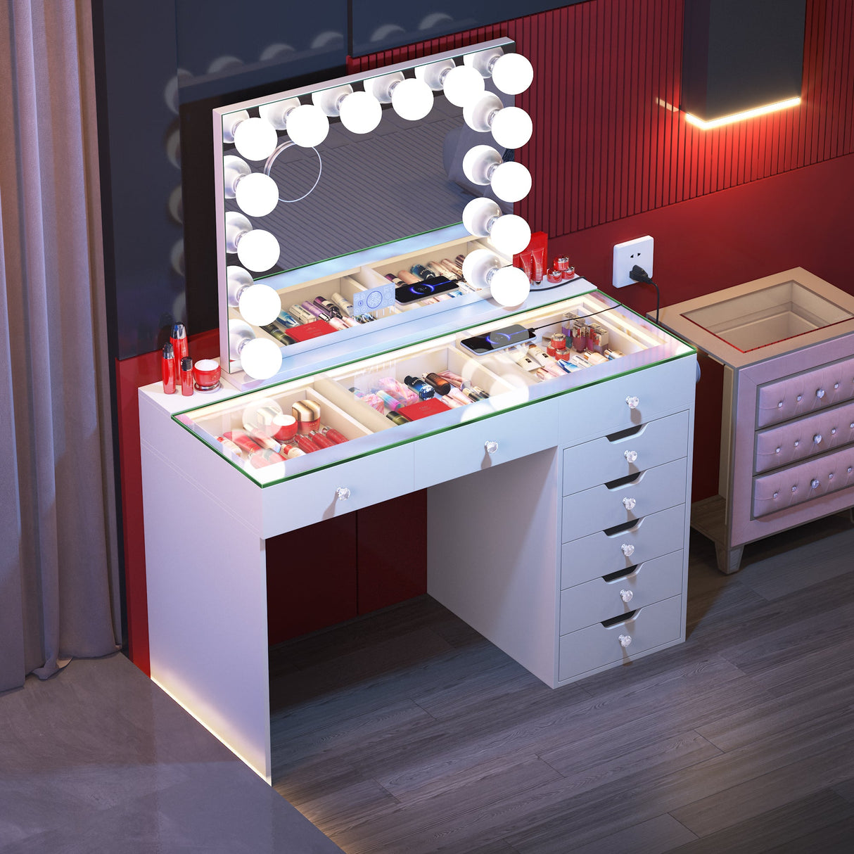 Diana Vanity Desk - 8 Storage Drawers
