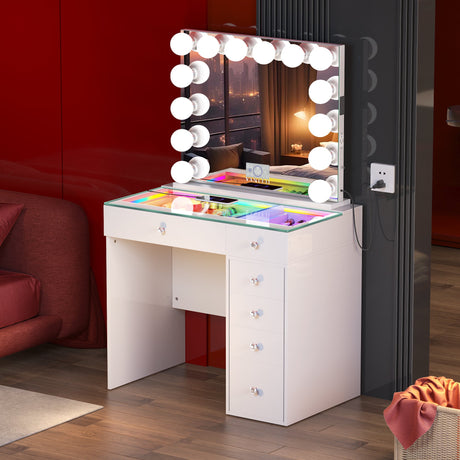 Mini Diana Vanity Desk- 6 Storage Drawers