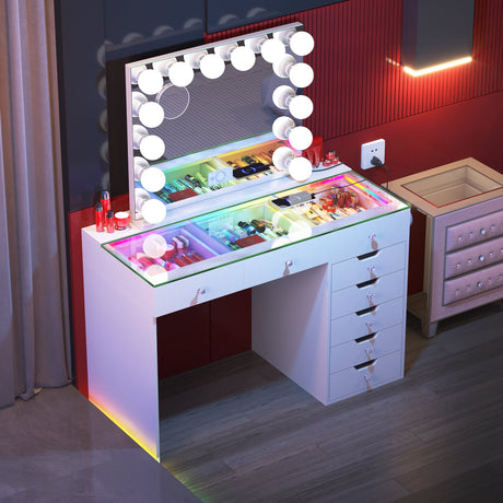 Promotion Deal!Diana Vanity Desk Set- 8 Storage Drawers with Vanity Mirror