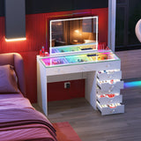 Diana RGB Vanity Desk with Light - 8 Storage Drawers
