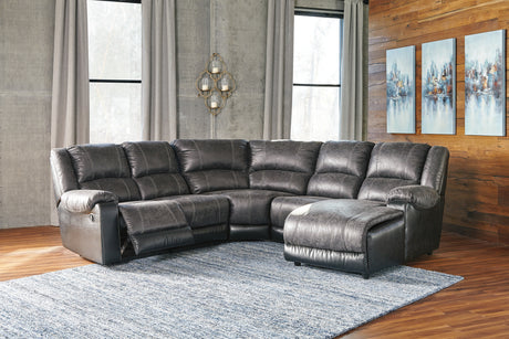 Nantahala Slate 5-Piece Reclining Sectional With Chaise