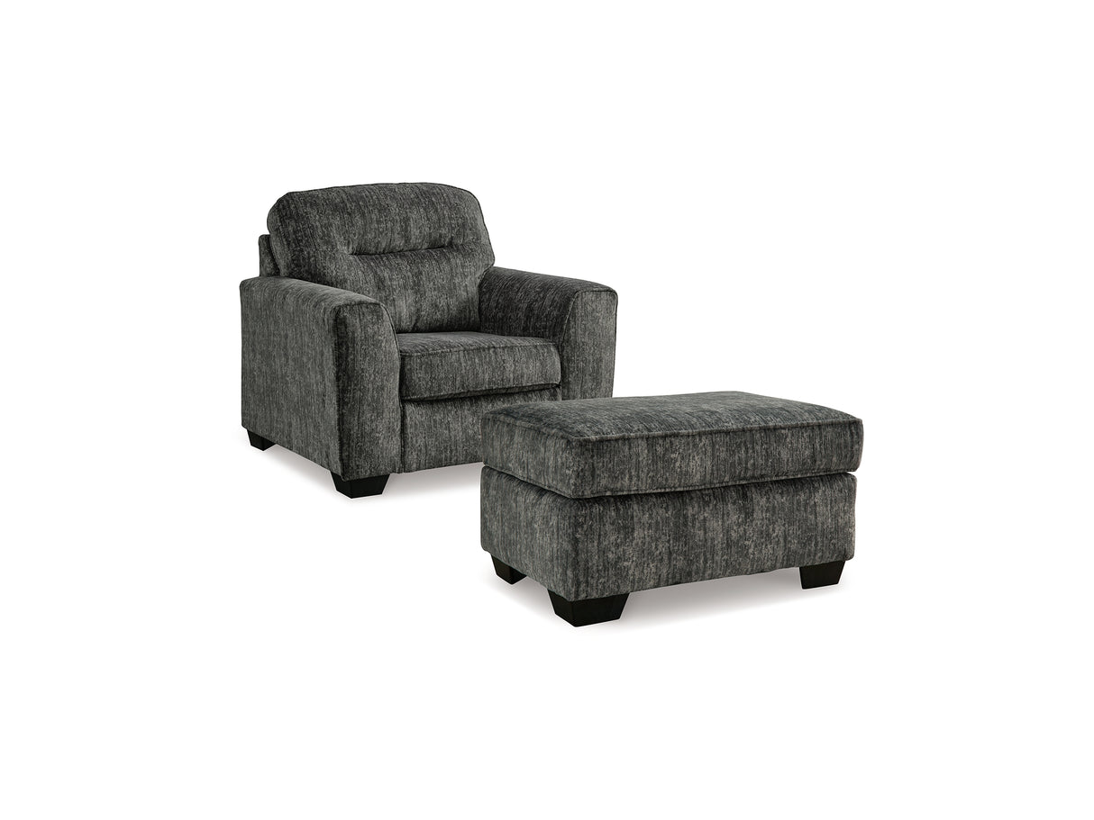 Lonoke Gunmetal Oversized Chair And Ottoman