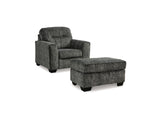 Lonoke Gunmetal Oversized Chair And Ottoman
