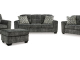 Lonoke Gunmetal Sofa, Loveseat, Oversized Chair And Ottoman