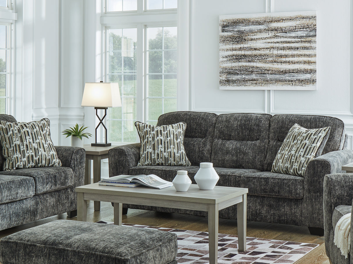 Lonoke Gunmetal Sofa, Loveseat, Oversized Chair And Ottoman