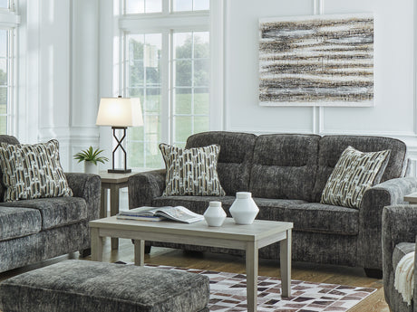 Lonoke Gunmetal Sofa, Loveseat, Oversized Chair And Ottoman