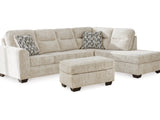 Lonoke Parchment 2-Piece Right-Arm Facing Sectional With Chaise And Ottoman