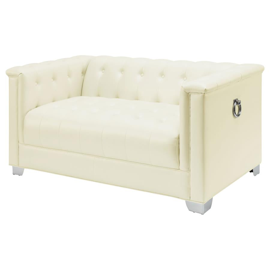 Chaviano Tufted Upholstered Loveseat Pearl White