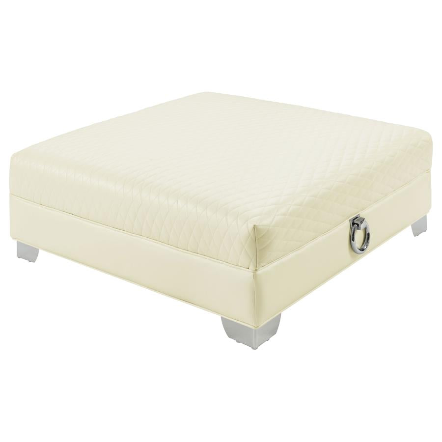Chaviano Upholstered Ottoman Pearl White