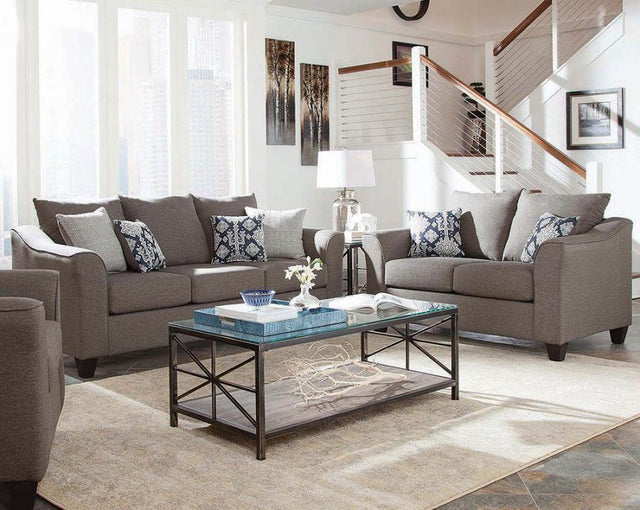 Salizar Charcoal Grey 2-Piece Upholstered Flared Arm Sofa Set